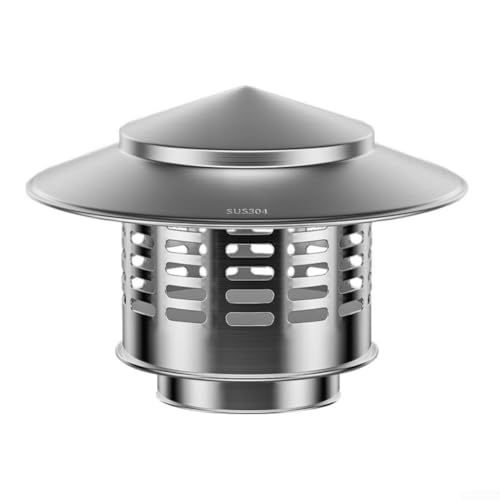 Edelstahl Schornsteinkappe Regenkappe Frischluft Abgasrohr Dachlüftungsabdeckung für Dachschutz Wetterbeständig Rostschutz Rollkante Design Silber (75) von CRIDENG