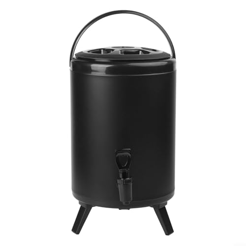 Isolierter Teeeimer für Camping, hält Getränke heiß oder kalt, mit einfachem Servierhahn (8 l, schwarz) von CRIDENG