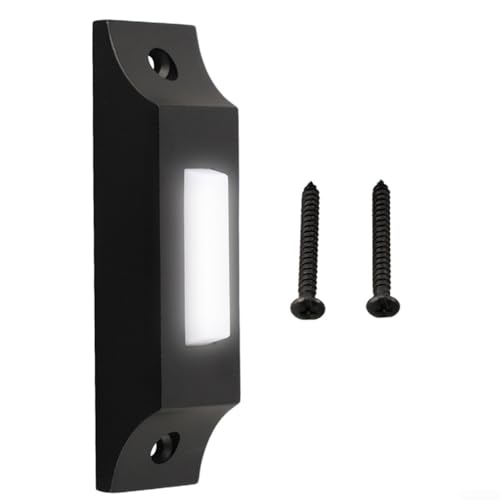 LED beleuchtete Türklingeltaste, Metall Wandhalterung Türklingelschalter Schwarz Wetterfest Druckknopf mit Licht für Hauseingang DC12-24V 8.1x2.0 cm von CRIDENG