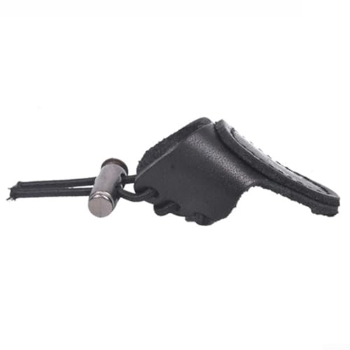 Leder Daumenring Set für Bogenjagd Fingerschutz mit für Guard Tab Handschuhe aus Rindsleder (schwarz) von CRIDENG