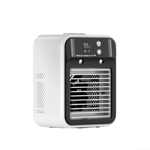 Mini-Luftkühler-Ventilator, persönlicher Raumkühler, Luftbefeuchter mit wiederaufladbarem Akku, 25 W Energieverbrauch, Schreibtischventilator mit Nebeleinstellung, für Wohnheim, Büro, Weiß Mini-Luftkühler-Ventilator, persönlicher Raumkühler, Luftbefeuchter mit wiederaufladbarem Akku, 25 W Energieverbrauch, Schreibtischventilator mit Nebeleinstellung, für Wohnheim, Büro, Weiß von CRIDENG