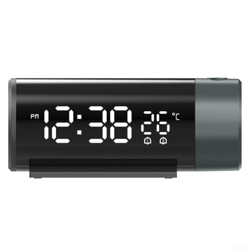 Projektionswecker mit 180 Grad drehbarer Zeitanzeige Temperaturmonitor 4 Stufen Helligkeitsregelung USB Ladeschnittstelle Wand Decke Projektion Digitaluhr für Schlafzimmer von CRIDENG