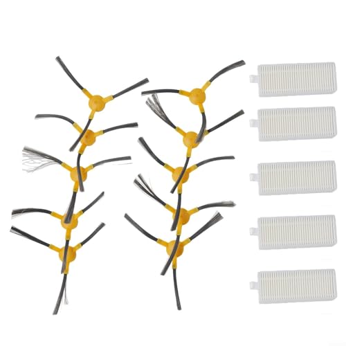 Seitenbürstenfilter-Set für Netbot für S12 für Haier T560H T550W Roboter-Staubsauger, 5 Filter und 10 Bürsten Ersatz von CRIDENG