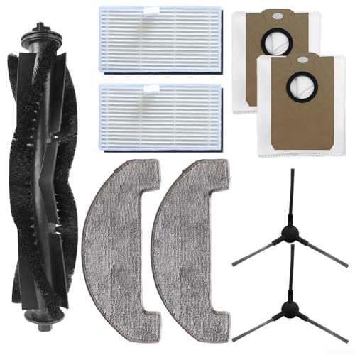 9-teiliges Ersatzteilset für MONSGA MS1 MAX Roboterstaubsauger, inklusive: 1x Hauptbürste, 2x Mopptücher, 2x Filter, 2x Staubbeutel, 2x Seitenbürsten für effiziente Staub- und Schmutzfiltration(A) von CRIDENG