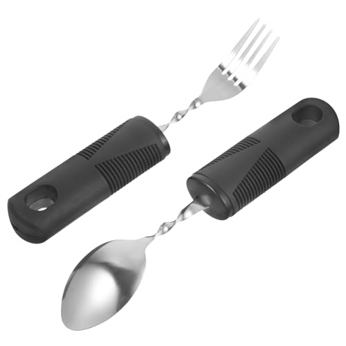 CRILSTYLEO 1 Satz Biegsame Und Löffel Adaptives Tafelsilber Essbesteck Für Behinderte Behindertenbesteck Adaptive Outdoor-utensilien Zitterfestes Geschirr Löffel Rostfreier Stahl von CRILSTYLEO