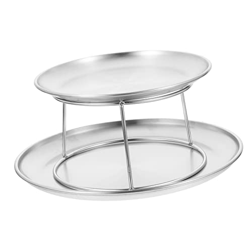 CRILSTYLEO 1 Satz Mehrstufiges Essenstablett Cupcake-ausstellungsständer Meeresfrüchte-stand Lebensmittel-display-tablett Serviertablett Servierteller Obsttablett Silver Rostfreier Stahl von CRILSTYLEO