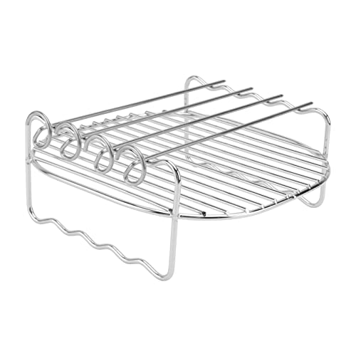 CRILSTYLEO 1satz Küchen Zubehör Für Heißluftfritteuse Doppeltes Bbq Rack Mit Spießen Aus Edelstahl Für Praktisches Grillen Und Gesunde Zubereitung Von Speisen von CRILSTYLEO