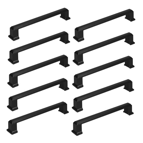 CRILSTYLEO 10 Stück Teiliges Schwarze Aluminiumgriffe für Küchenschränke Robuste Vintage Möbelgriffe mit Retro Finish Langlebige Metallbeschläge für Kommoden Kleiderschränke und Möbel von CRILSTYLEO