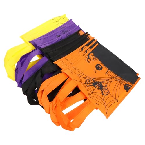 CRILSTYLEO 12 Stück Halloween Süßigkeitenbeutel aus Vliesstoff Bunte Party-geschenktüten mit Handgriff Wiederverwendbar Dekorativ und Leicht für Halloween-feiern und Geschenkverpackungen von CRILSTYLEO