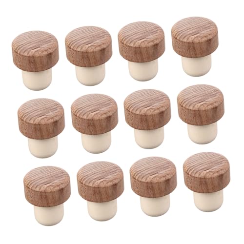 CRILSTYLEO 12 Stück Holzverschlussstopfen Weinflaschenverschlüsse Beige Holz Starke Haltbarkeit Und Leicht Zu Reinigen von CRILSTYLEO