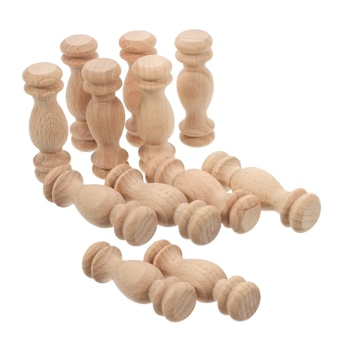 CRILSTYLEO 12 Stück Unbehandelte Holz Finials für Innenanwendung Dekorative Elemente für Bettpfosten Gardinenstangen und DIY Projekte Beige von CRILSTYLEO