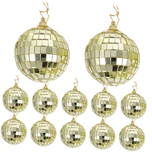 CRILSTYLEO 12stücke Spiegel Disco Hängende Kugeln Weihnachtsbaum Dekoration Goldene Ornamente Für Feste Partys Kuchen Und Vasen Leicht Und Langlebig von CRILSTYLEO