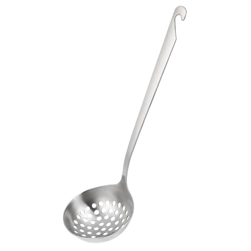 CRILSTYLEO 1stk Löffel Mit Haken Siebkelle Konserven-kit Großer Schaumlöffel Ölabschöpfkelle Schöpfsieb Fettabschäumer Lochsieb Mit Hoher Dichte Geschlitzter Schöpflöffel Silver Edelstahl 304 von CRILSTYLEO
