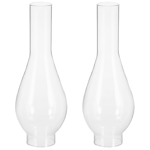 CRILSTYLEO 2Stücke Klarglas Lampenschirm für Öllampe Ersatzglas für Kerosinlampe Vintage Lampenschirm Langlebige Glaskolben für Petroleumlampe für Dekoration und Zubehör von CRILSTYLEO