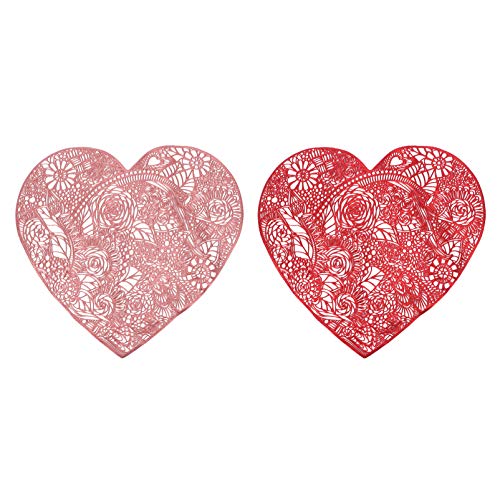 CRILSTYLEO Valentinstag Herz Rose Tischset Rose Tischset Tischunterlage PVC Rot Isolierte Hotel Restaurant Dekorative Matte von CRILSTYLEO