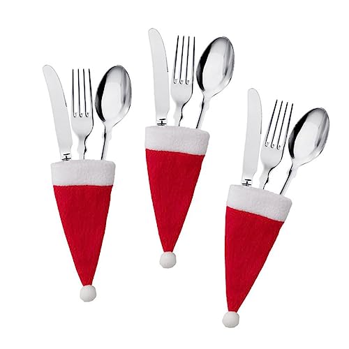 CRILSTYLEO Weihnachtsessen Bestecktaschen 30 Stück Weihnachtsmützen Flaschenhüllen Organizer Partyzubehör Hause CRILSTYLEO Weihnachtsessen Bestecktaschen 30 Stück Weihnachtsmützen Flaschenhüllen Organizer Partyzubehör Hause von CRILSTYLEO