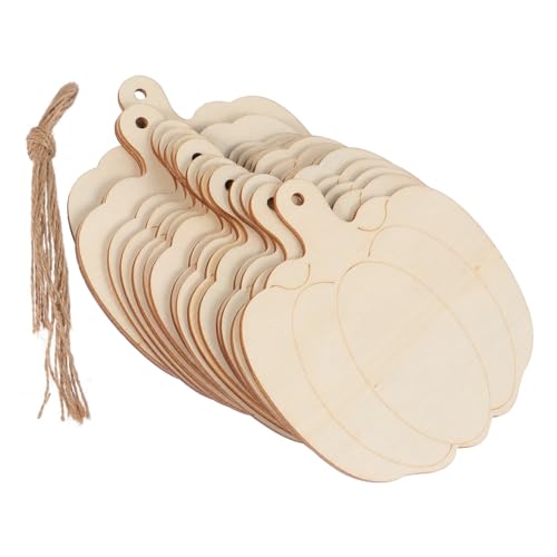 CRILSTYLEO 30 Stück Teiliges Holz Kürbisanhänger aus Naturbelassenem Holz Leichte DIY Bastelstücke für Unbemalte Holzscheiben Sichere Halloween Deko für Kreative Bastelprojekte von CRILSTYLEO