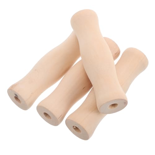 CRILSTYLEO 4 Stück Teiliges Holzgriff Küchenutensilien Zubehör mit Loch Hitzebeständiger Rutschfester Griff Robustes Holz für Grill Camping und Outdoor Küche Vielseitig und Tragbar von CRILSTYLEO