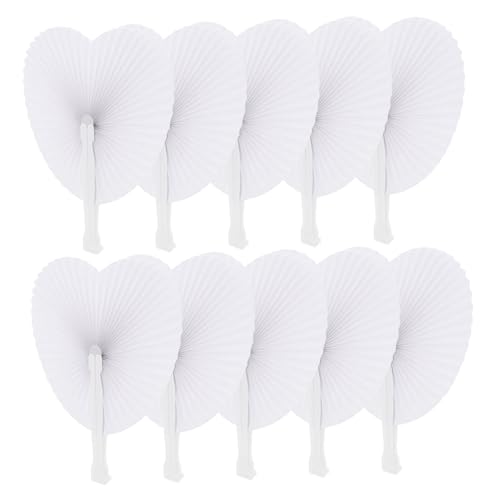 CRILSTYLEO 48 Stück Teiliges Papierherz Fächer Weiß Klein Handlich Party Deko Hochzeit Sommer Hochzeitsfächer als Gastgeschenk und DIY Bastelmaterial von CRILSTYLEO