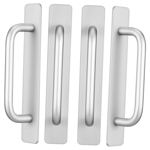 CRILSTYLEO 4Stücke Aluminiumlegierung Türgriffe Selbstklebend Stanzfreie Griffe für Schränke und Duschtüren Design Installieren kein Bohren Nötig von CRILSTYLEO