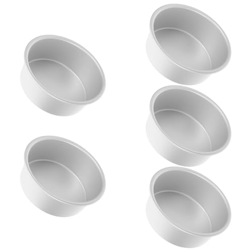 CRILSTYLEO 5er Aluminium Runde Pfannen 5 Zoll Mini Kuchen Backformen Antihaft Metall Backform Für Kuchen Pie Quiche Backen von CRILSTYLEO