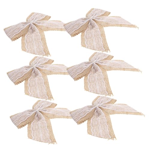 CRILSTYLEO 6 Stück Juteschleifen mit Spitze Große Rustikale DIY Schleifen Vielseitige Geschenkverpackung Party Hochzeitsdeko Langlebige und Abnehmbare Bastelaccessoires von CRILSTYLEO