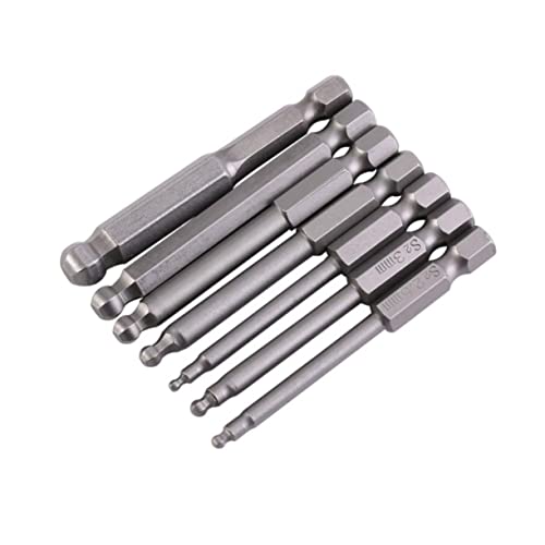 CRILSTYLEO 7 Stück Magnetisches Teiliges Innensechskant Bits Set Kugelkopf Schraubendreher Bits aus Hochwertigem Stahl für Elektroschrauber Handwerkzeuge mit Starker Magnetkraft und Hoher CRILSTYLEO 7 Stück Magnetisches Teiliges Innensechskant Bits Set Kugelkopf Schraubendreher Bits aus Hochwertigem Stahl für Elektroschrauber Handwerkzeuge mit Starker Magnetkraft und Hoher von CRILSTYLEO