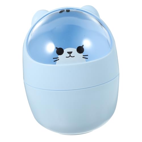 CRILSTYLEO Kleiner Tisch abfalleimer mit Deckel Cartoon Bär Design Langlebiger Desktop Papierkorb für Büro und Zuhause Praktisch Leicht zu Reinigen Kompakter Müllbehälter für Schreibtisch von CRILSTYLEO