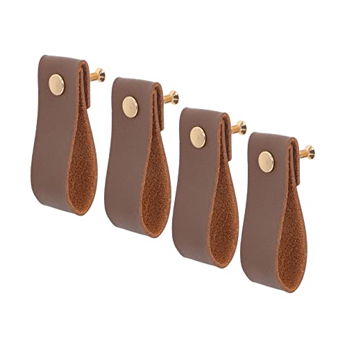 CRILSTYLEO 4 Stück Leder Schubladengriffe Schrankknöpfe Türgriffe Für Möbel Vitrinen Flexibel Und Langlebig Verschleißfest Antik-design Für Schränke von CRILSTYLEO