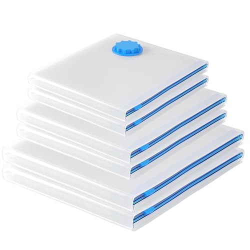 Vakuumbeutel für Kleidung – 6 Stück (2-60x40cm + 2-80x60cm + 2-100x80cm) Vakuum Wiederverwendbar Kleiderbeutel für Kleidung Bettdecken Bettwäsche Kissen.Geeignet für Staubsauger oder Handpumpe von CRINSTON