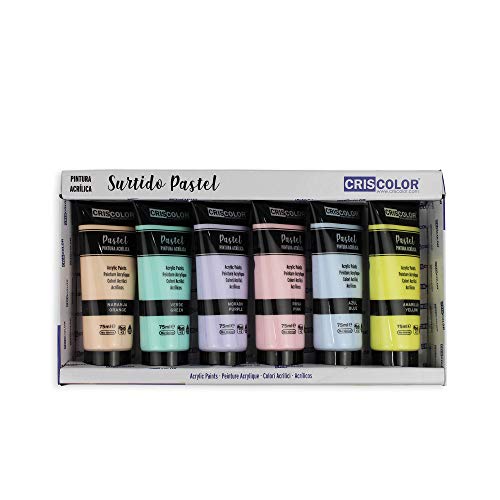 CRISCOLOR - Sortiment Acryl-Pastellfarbe - Pack 6 x 75 ml - für Kunst- und Bastelarbeiten - für Anfänger, Studenten und professionelle Künstler (Kuchen 6 x 75 ml) von Criscolor