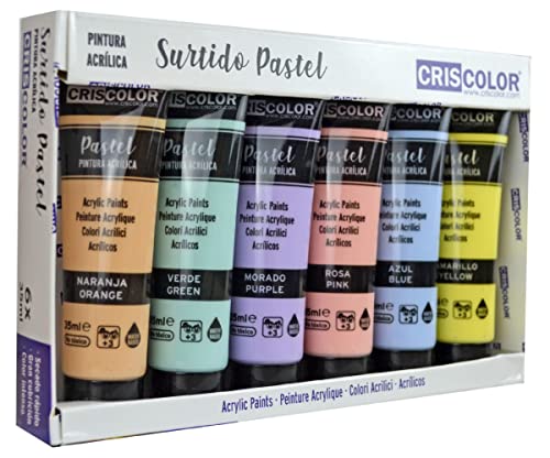 CRISCOLOR - Sortiment aus Acryl-Pastellfarben - Pack 6 x 35 ml - für Kunst- und Bastelarbeiten - für Anfänger, Studenten und professionelle Künstler (Kuchen 6 x 35 ml) von Criscolor