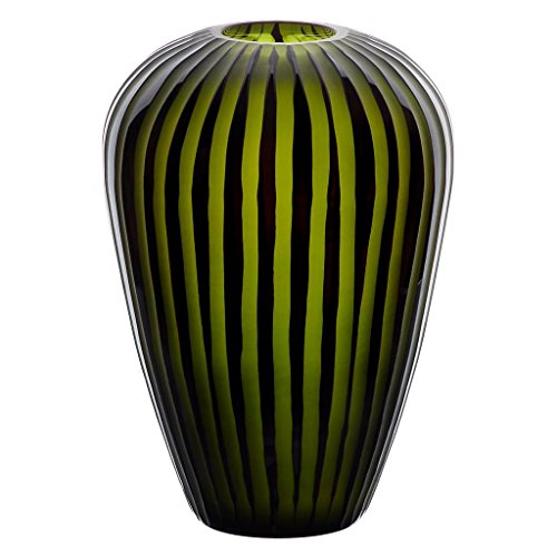 CRISTALICA Blumenvase Glas Vase Texas Flower Schwarz Grün 24 cm Tischvase Tischdeko Hochzeitdeko Raumdekoration von CRISTALICA