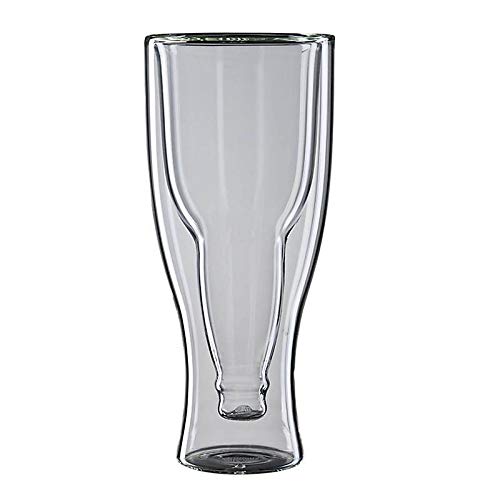 CRISTALICA Bierglas Bierbecher Flasche Thermoglas 400ml Partyspaß Vatertag von CRISTALICA