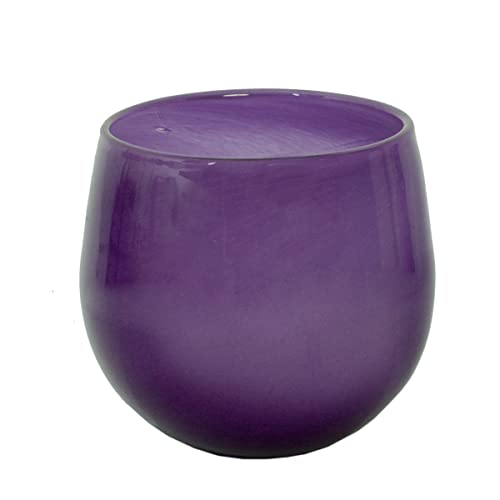CRISTALICA Blumentopf Glaspot Schale Vase Windlicht dickwandig 18 cm lila von CRISTALICA