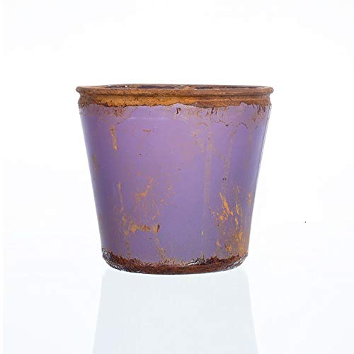 CRISTALICA Blumentopf Übertopf Glas Teracotta Lila H 12cm von CRISTALICA