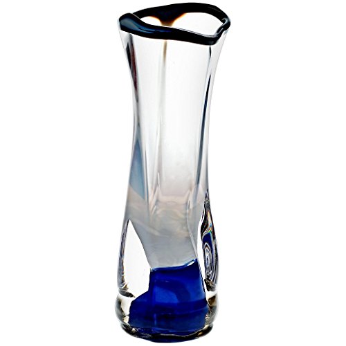 CRISTALICA Blumenvase Bluefoot Pavel transparent/blau h 25cm von CRISTALICA