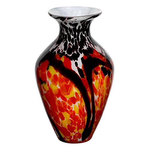 CRISTALICA Blumenvase Bouquet Vase Glas Vase Goa Schwarz Gelb Rot 37 cm Tischvase Tischdeko Hochzeitdeko von CRISTALICA