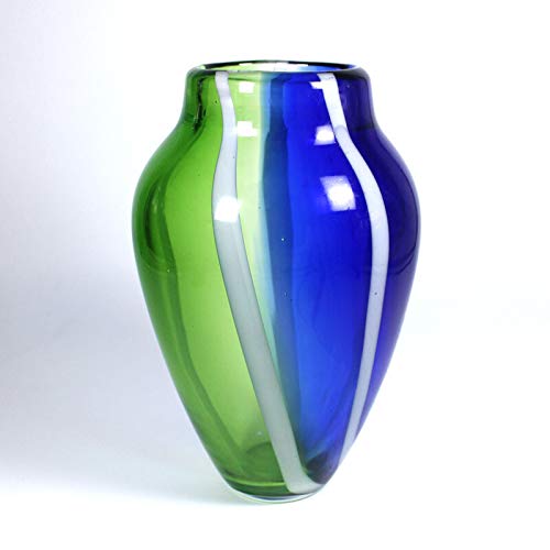 CRISTALICA Blumenvase Dokoration Glas Vase Viktoria Exotica 26cm blau grün von CRISTALICA