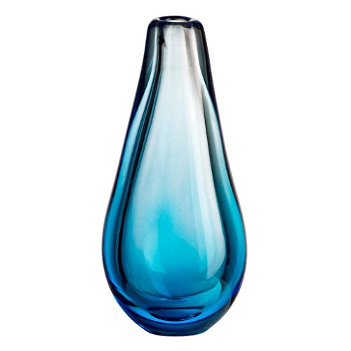 CRISTALICA Blumenvase Glas Vase Tischvase Tischdeko Hochzeitdeko Raumdekoration Acera Blau 30 cm Glasvase von CRISTALICA