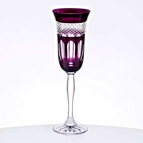 CRISTALICA Champagnerkelch Sektkelch 150ml amethyste Retro Kelch Kristallglas geschliffen von CRISTALICA