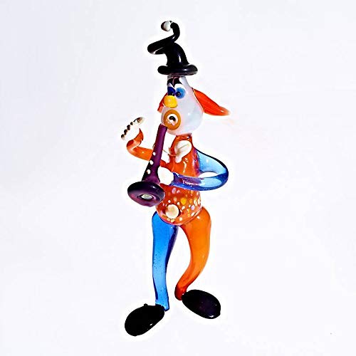 CRISTALICA Clown mit Trompeten Big 15-17cm Glas Figuren Sammeln Vitrine Dekoration Hobby von CRISTALICA