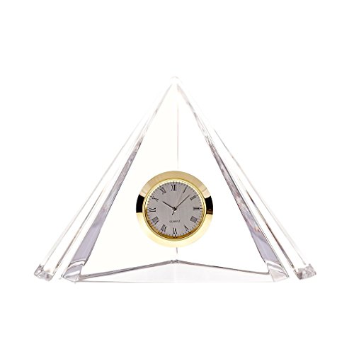 CRISTALICA Design Blockuhr Pyramide Goldenes Uhrwerk H 10 cm von CRISTALICA