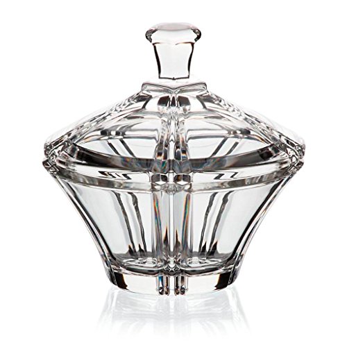 Dose Keksdose Konfektdose Nadine Transparent D 13 cm Kristallglas von CRISTALICA