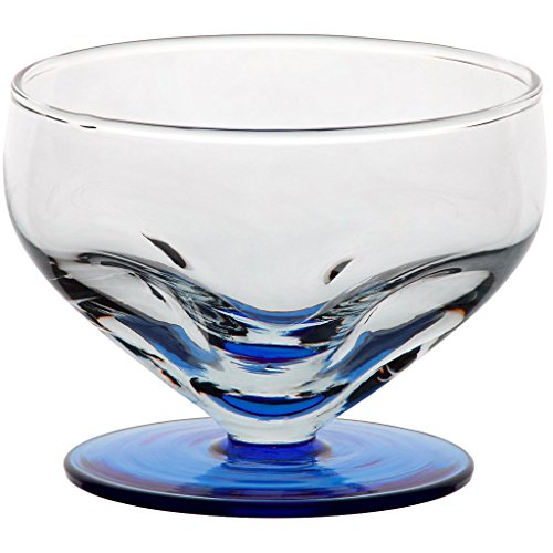 CRISTALICA Eisschale Dessertschale Eisbecher Glas Liguria Blau 9 cm Gelato Vero von CRISTALICA