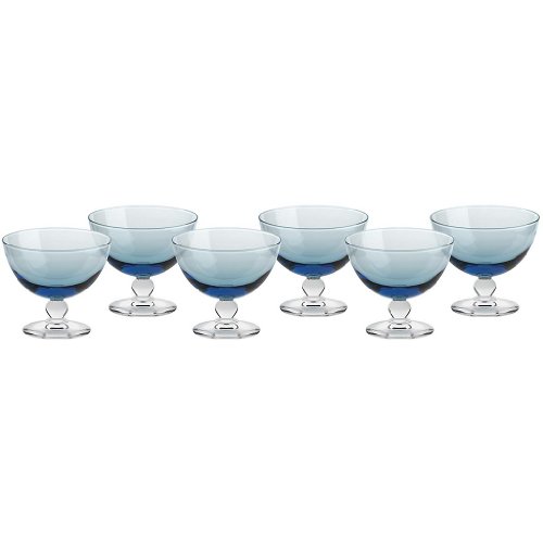 CRISTALICA Eisschale Eisbecher Dessertschale 6er-Set aquablau Piccolo Colori 280ml Gelato von CRISTALICA