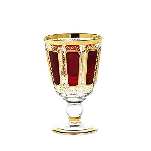 CRISTALICA Exklusives Weinglas Weinkelch Roseglas Royal Red 150 ml aufwendig Handbemalt Hochwertiges Glas von CRISTALICA