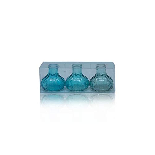 CRISTALICA Frühlingsvasen Minivasen Bottle Belly 3er Set blau Glas Tischdekoration CRISTALICA Frühlingsvasen Minivasen Bottle Belly 3er Set blau Glas Tischdekoration von CRISTALICA