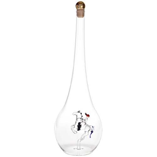 CRISTALICA Geschenkflasche Glas mit Figur Pferd Reiter 500ml leer zum selbst befüllen von CRISTALICA