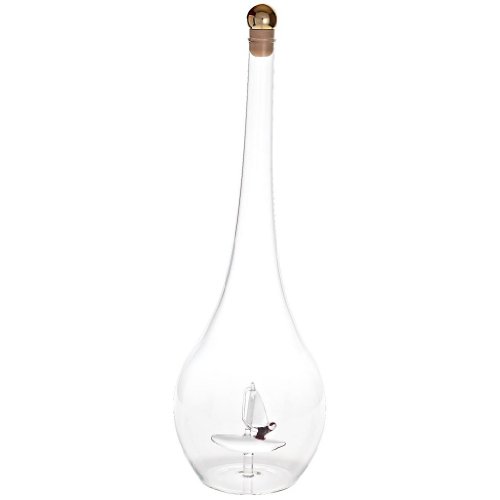 CRISTALICA Geschenkflasche Glas mit Figur Segeln Windsurfen 500ml leer zum selbst befüllen von CRISTALICA